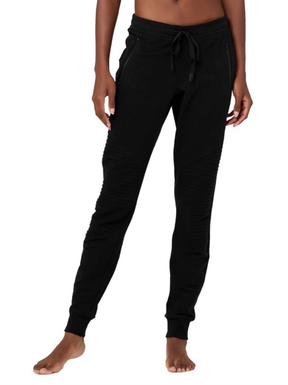 ALO Urban Moto Sweatpants Cuffed Joggers Black Size Large